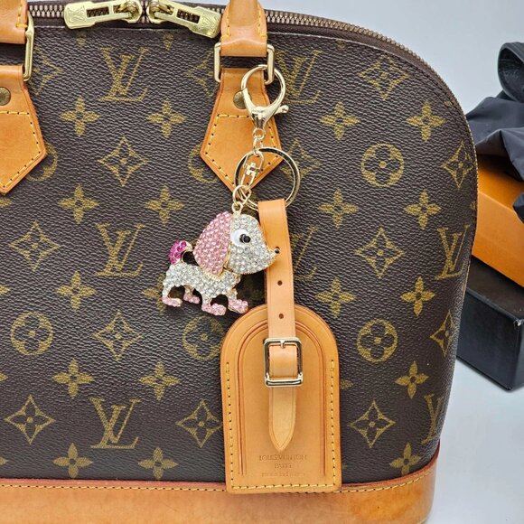 Authentic Louis Vuitton Luggage Tag with Unbranded Puppy Keycharm, Keychain - Picture 1 of 11